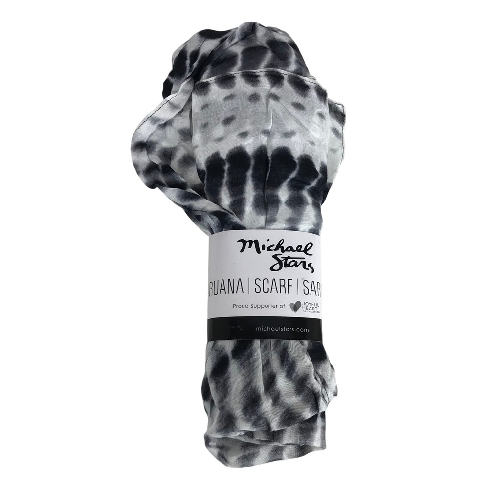 Michael Stars Alligator Tie Dye Ruana Scarf Sarong Black White MSFF038 NEW